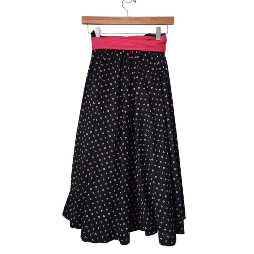 JUNIOR HOUSE Milwaukee Rose Bud Ruffle‎ Skirt Pink Bow Cottagecore